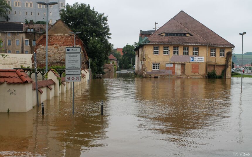 Elbe-Hochwasser 2013 in Meißen, Altes Sägewerk