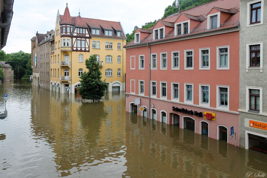Elbe-Hochwasser 2013 in Meißen, Neugasse