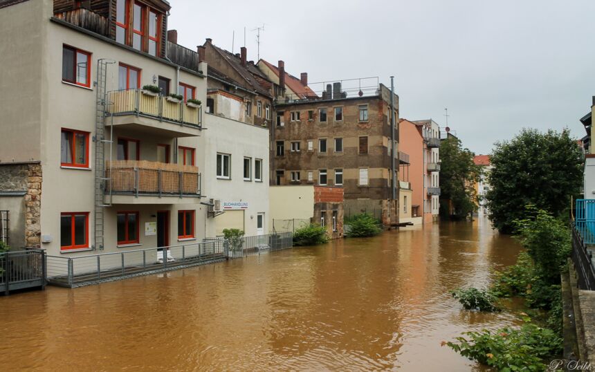 Elbe-Hochwasser 2013 in Meißen, Triebisch Höhe Neumarkt