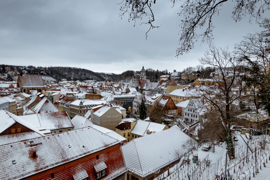 Winter in Meißen 2021 - Blick von der Albrechtsburg auf die Altstadt