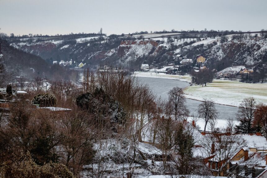 Winter in Meißen 2021 - Blick von der Albrechtsburg ins Elbtal