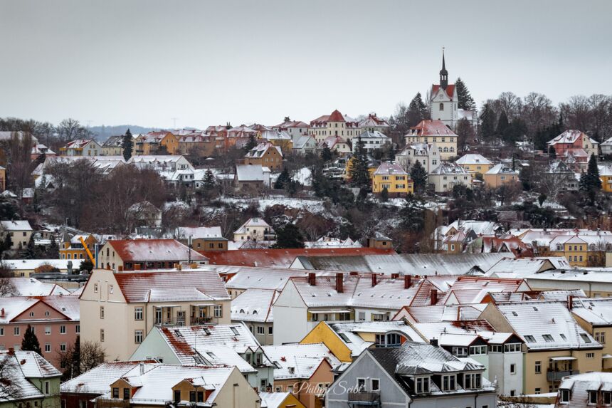Winter in Meißen 2021 - Blick von der Albrechtsburg auf Meißen, Trinitatiskirche