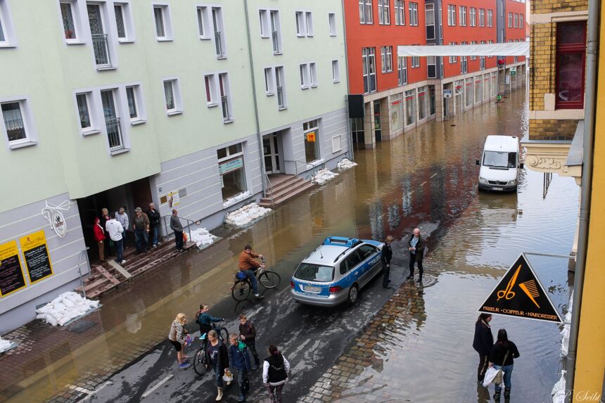 Elbe-Hochwasser 2013 in Meißen, Vorbereitungen in der Neugasse