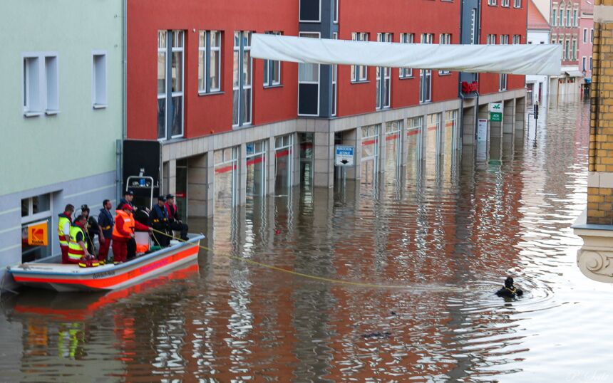 Elbe-Hochwasser 2013 in Meißen, Neugasse