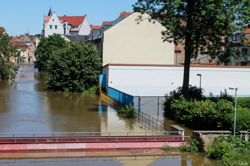 Elbe-Hochwasser 2013 in Meißen, Triebisch