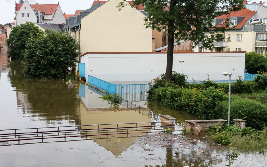 Elbe-Hochwasser 2013 in Meißen, Triebisch